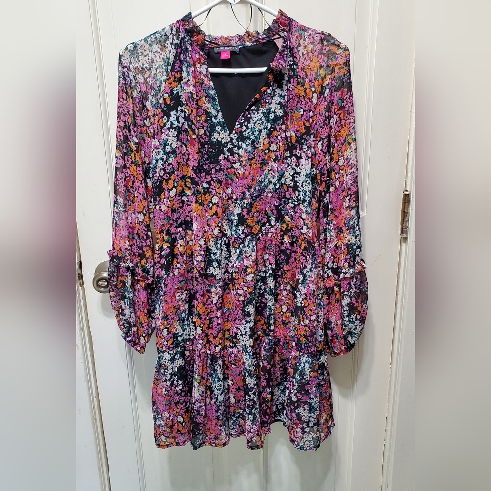 Vince Camuto Black Floral Dress NWT